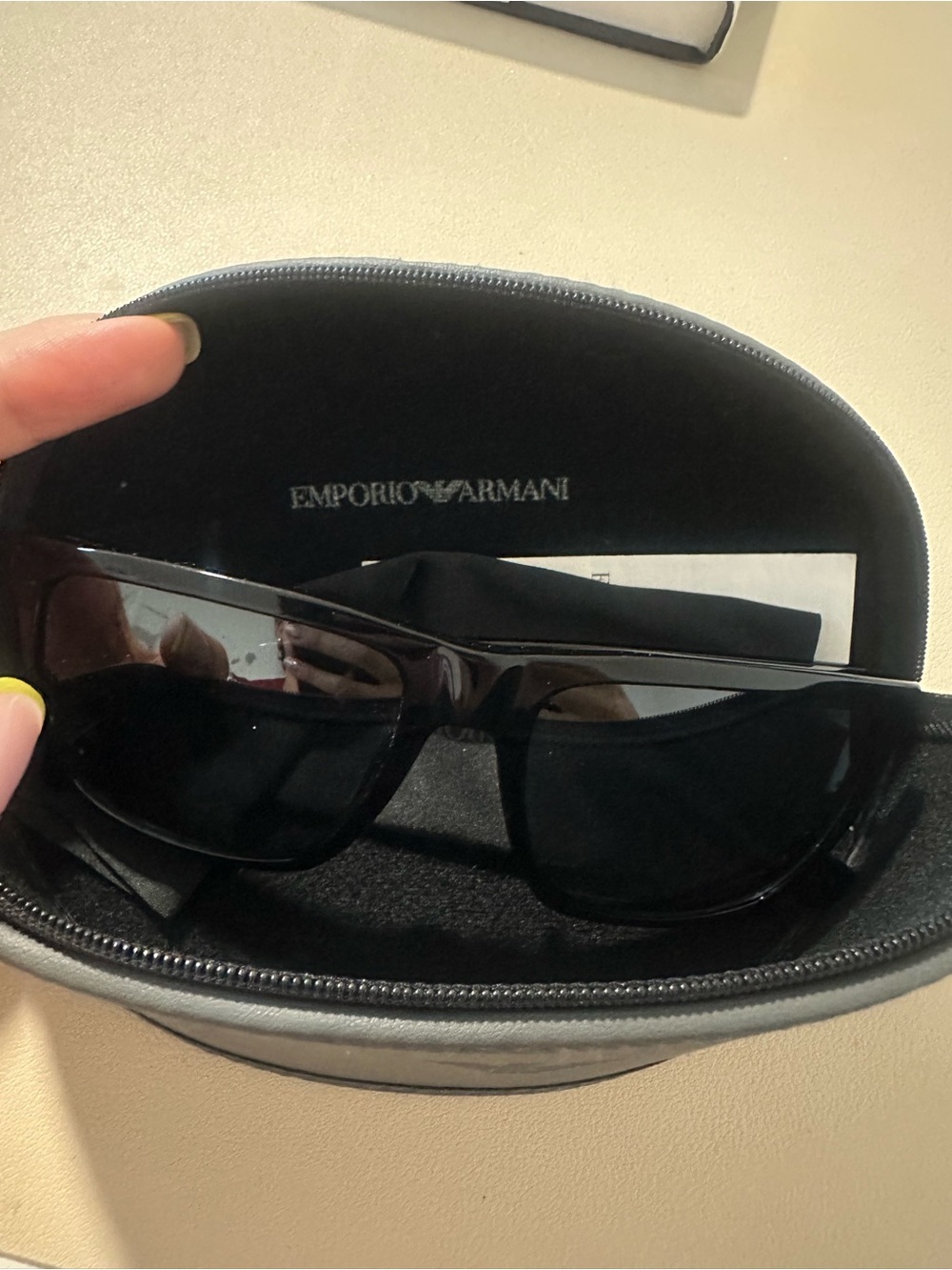Emporio Armani Black Rectangular Sunglasses with Branded Case